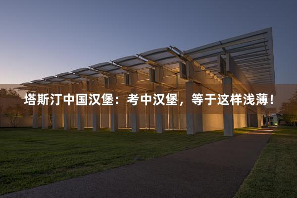 塔斯汀中国汉堡：考中汉堡，等于这样浅薄！